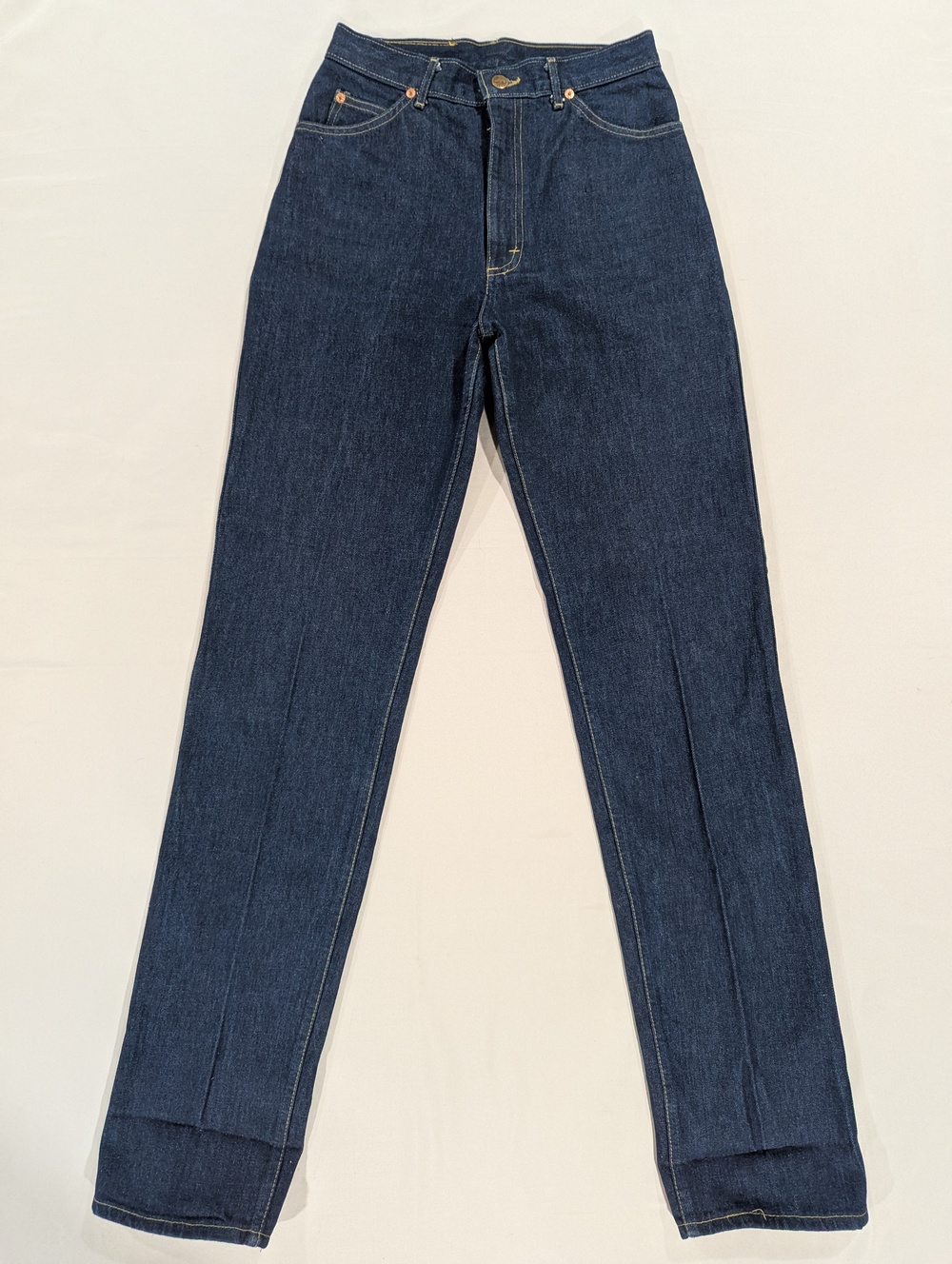 Vintage USA Lee Jeans Juniors 9 Blue Dark Wash High Rise Straight Leg Denim